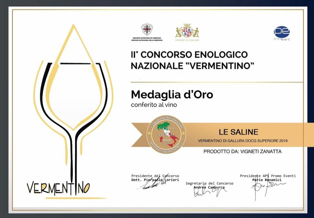 Certificate Gold from Enologico Nazionale