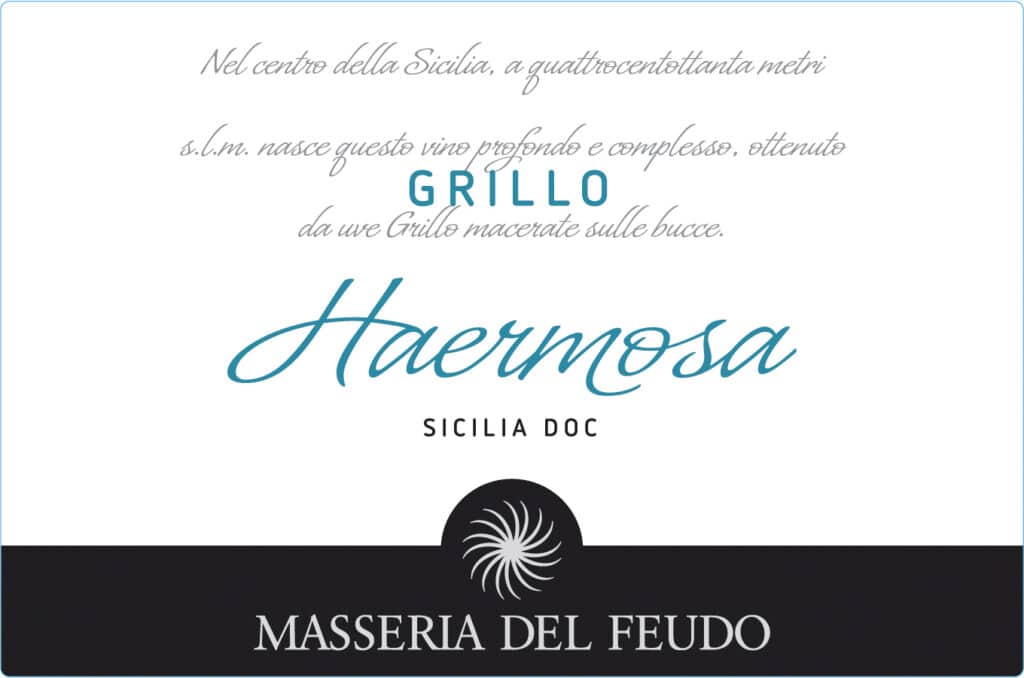 Label Haermoso Grillo from Masseria del Feudo, 91 points from James Suckling