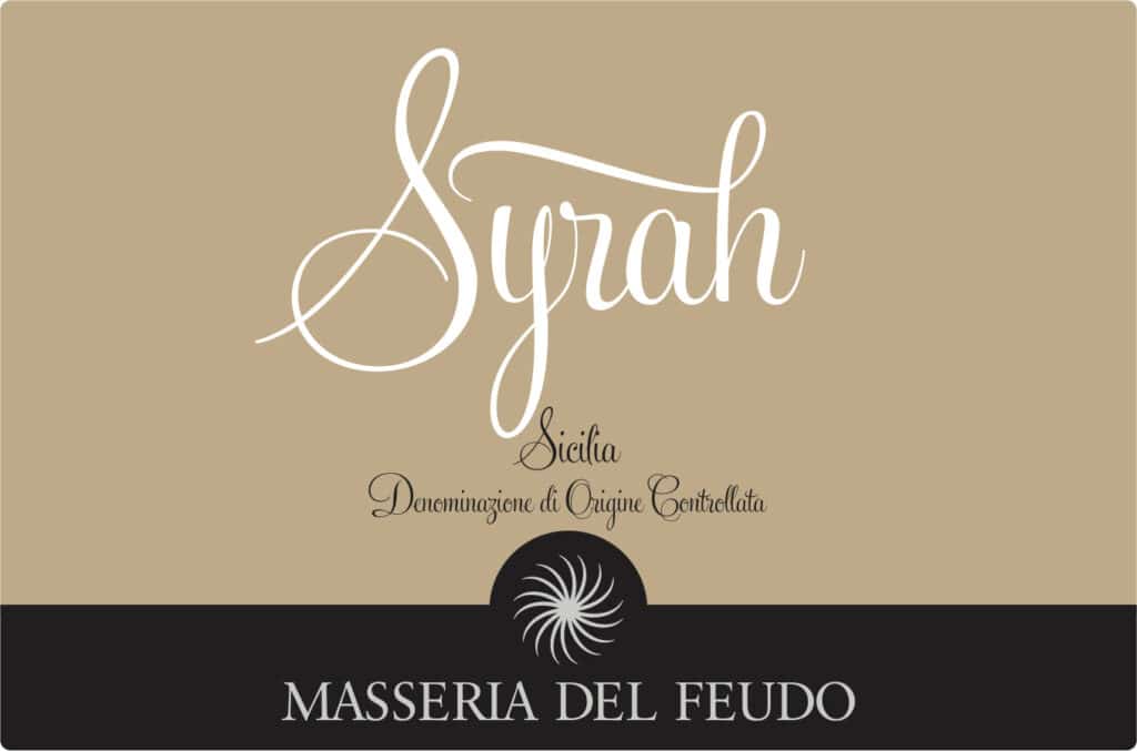 Label Syrah Sicilia from Masseria del Feudo, 91 points from James Suckling