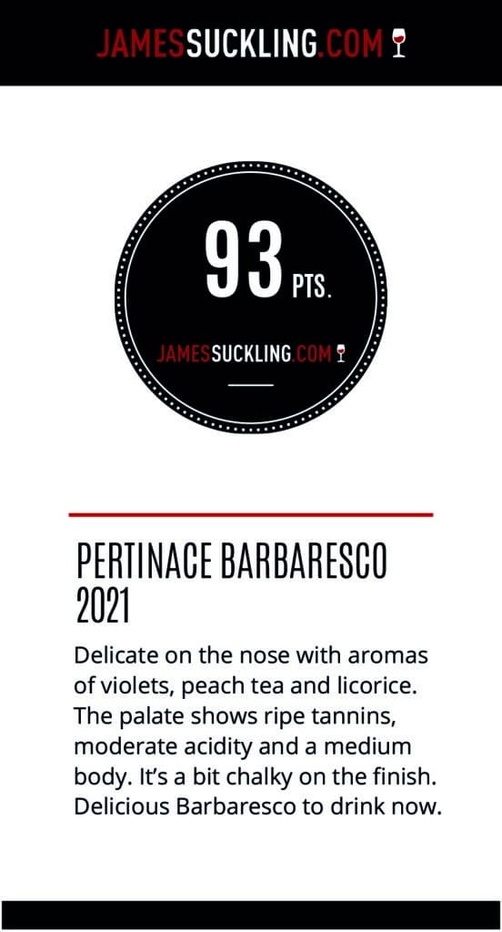 James Suckling ratings for Pertinace's Barbaresco