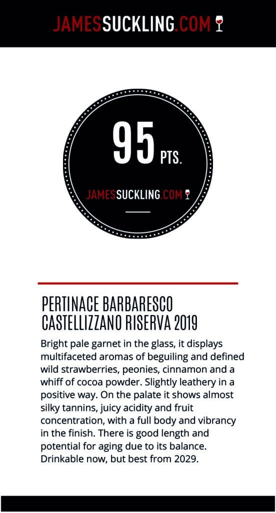 James Suckling ratings for Pertinace's Casdtellizzano