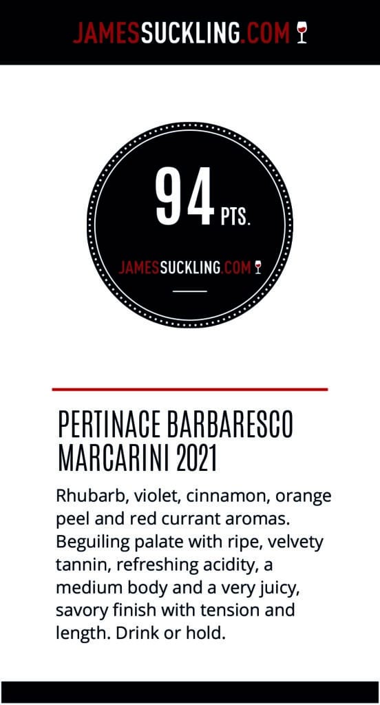 James Suckling ratings for Pertinace's Marcarini